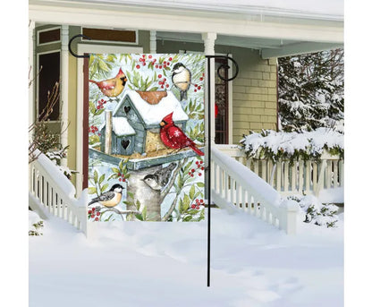 Winter Birdhouse Garden Flag