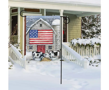 Winter Barn Garden Flag