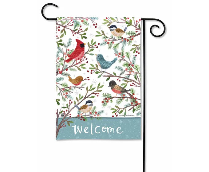 Winter Bird Branches Garden Flag