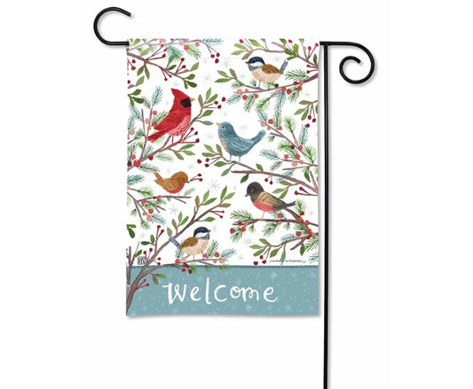 Winter Bird Branches Garden Flag