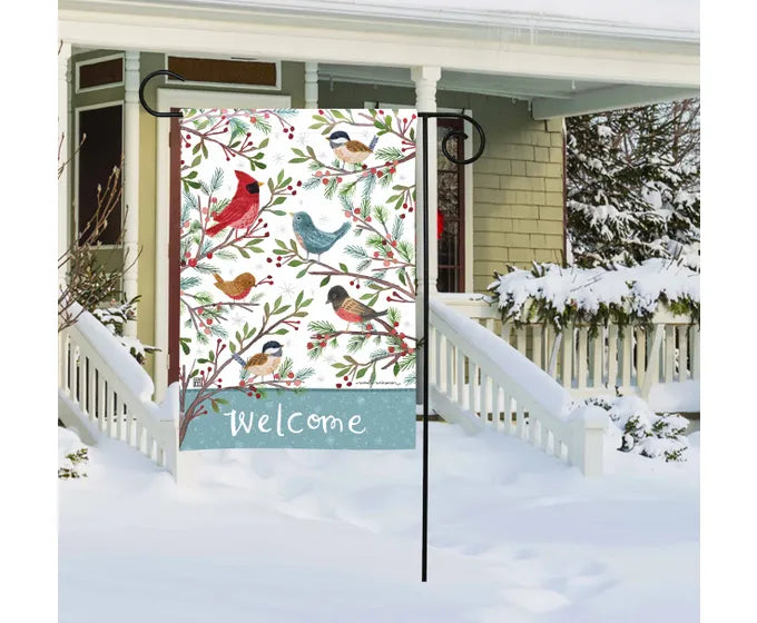 Winter Bird Branches Garden Flag