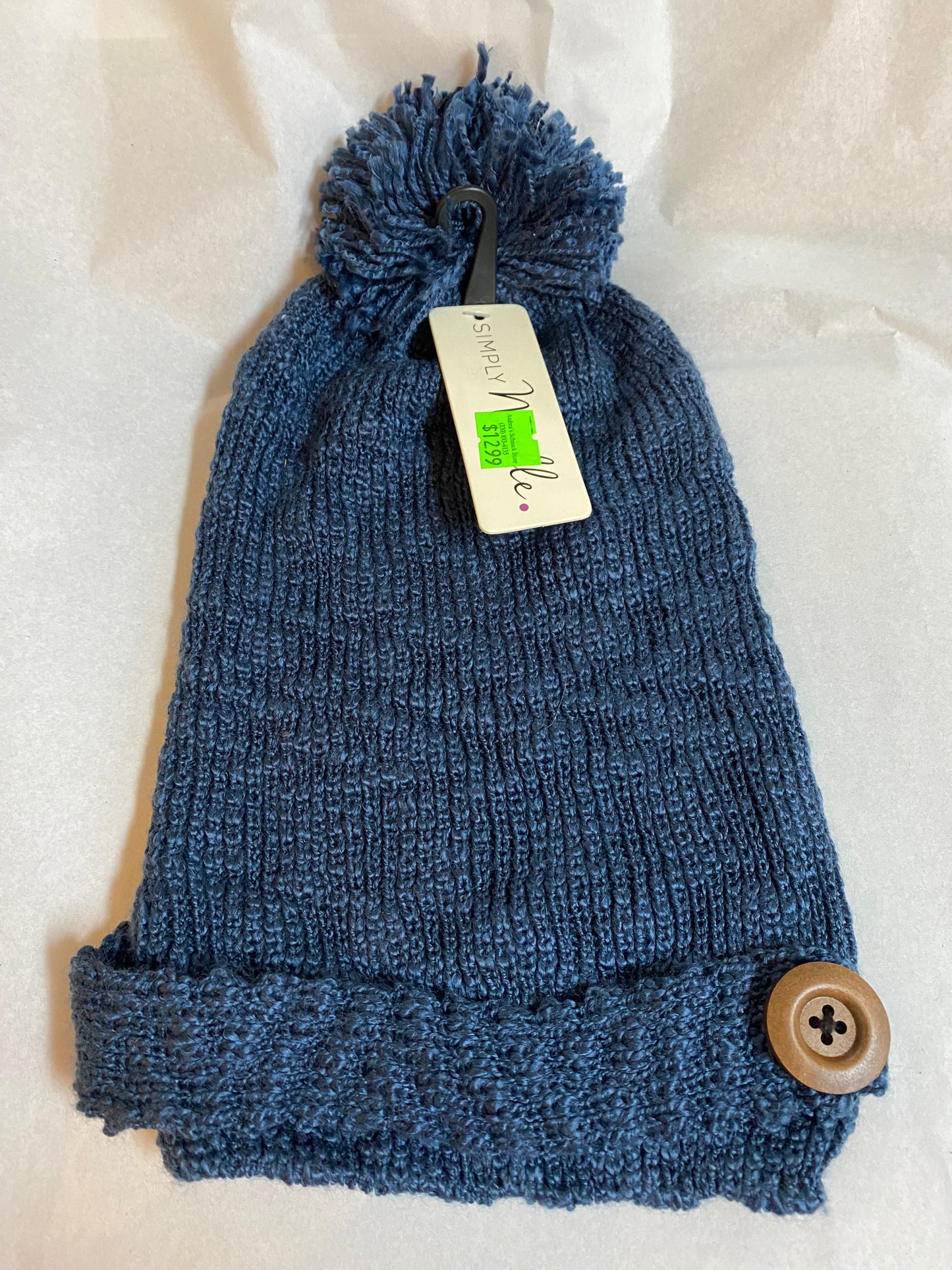 Knit Hat w. Button Strap