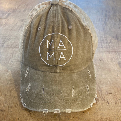 Baseball Hat with Ponytail Hole Mama Khaki