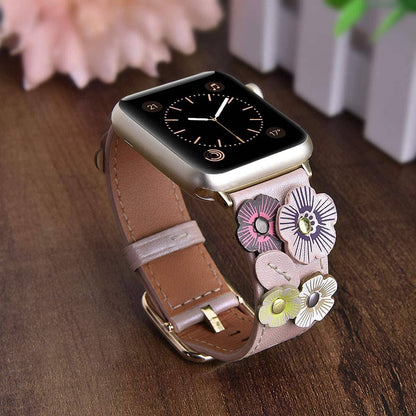 Genuine Leather Floral Or Butterfly Rivets Band