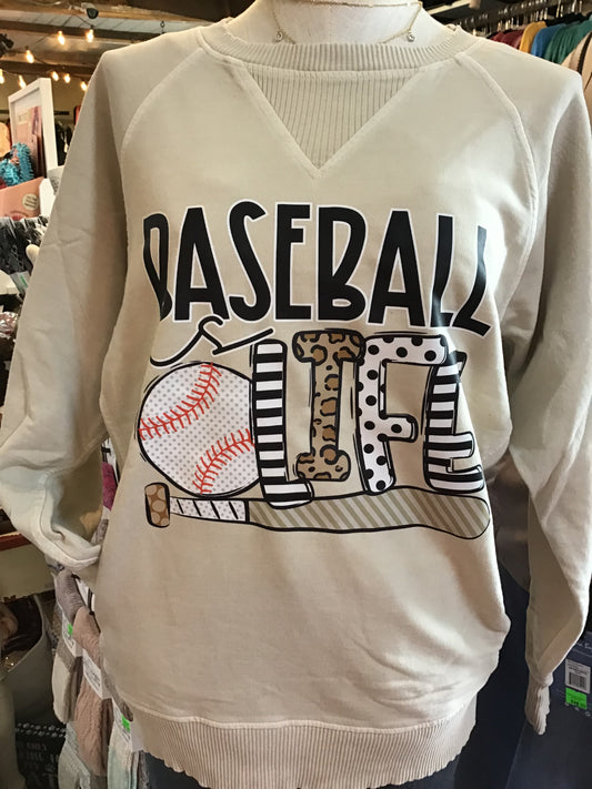 Cream Baseball is Life Sweatshirt