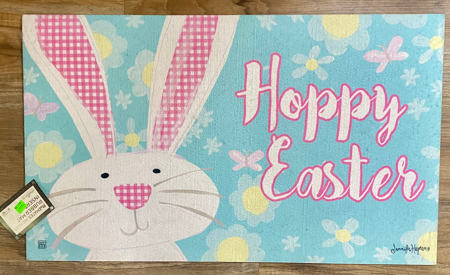 Gingham Bunny Door Mat