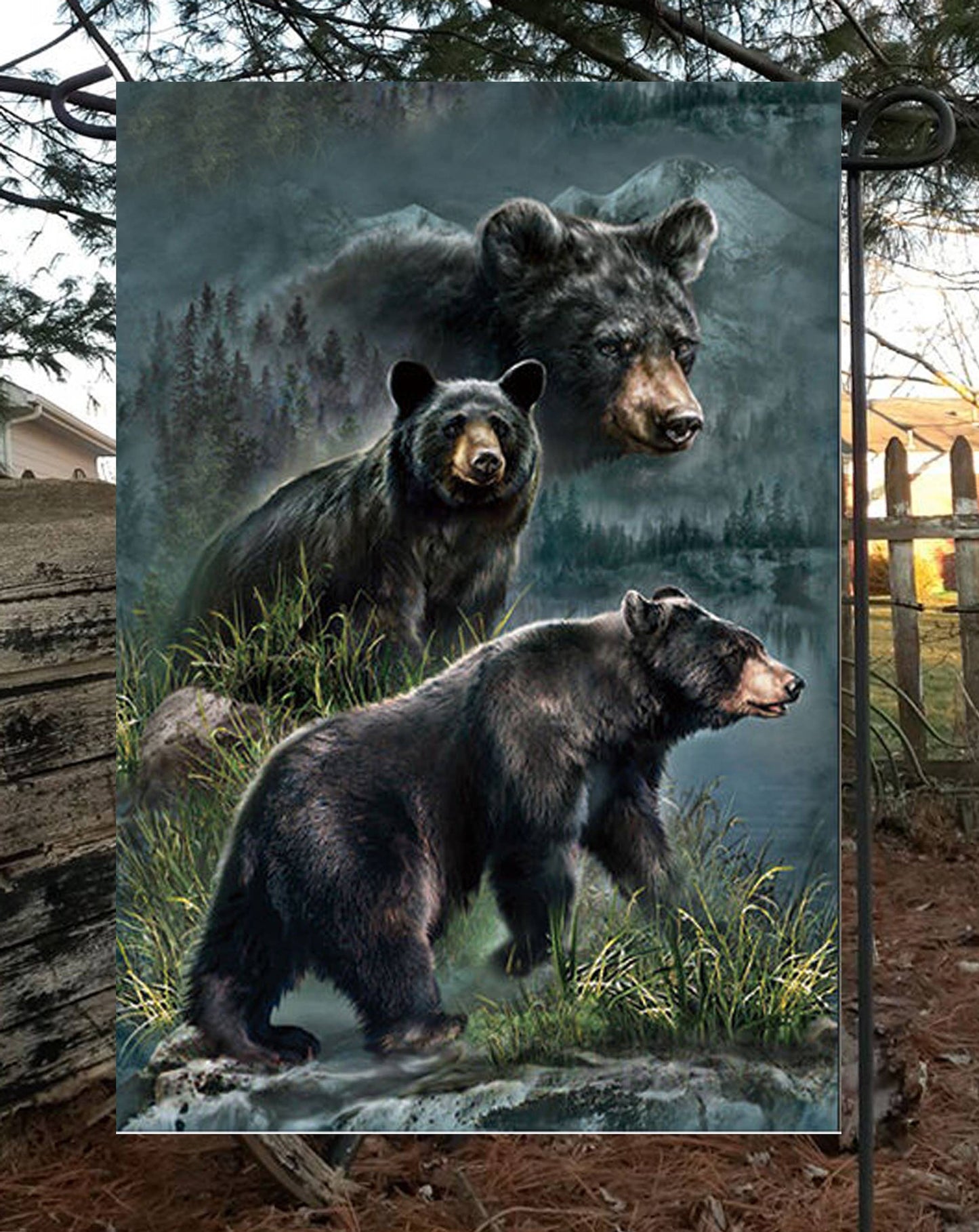 Three Bear Profiles Garden Flag G1690