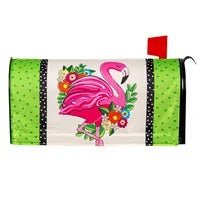 Floral Flamingo Welcome Mailbox Cover