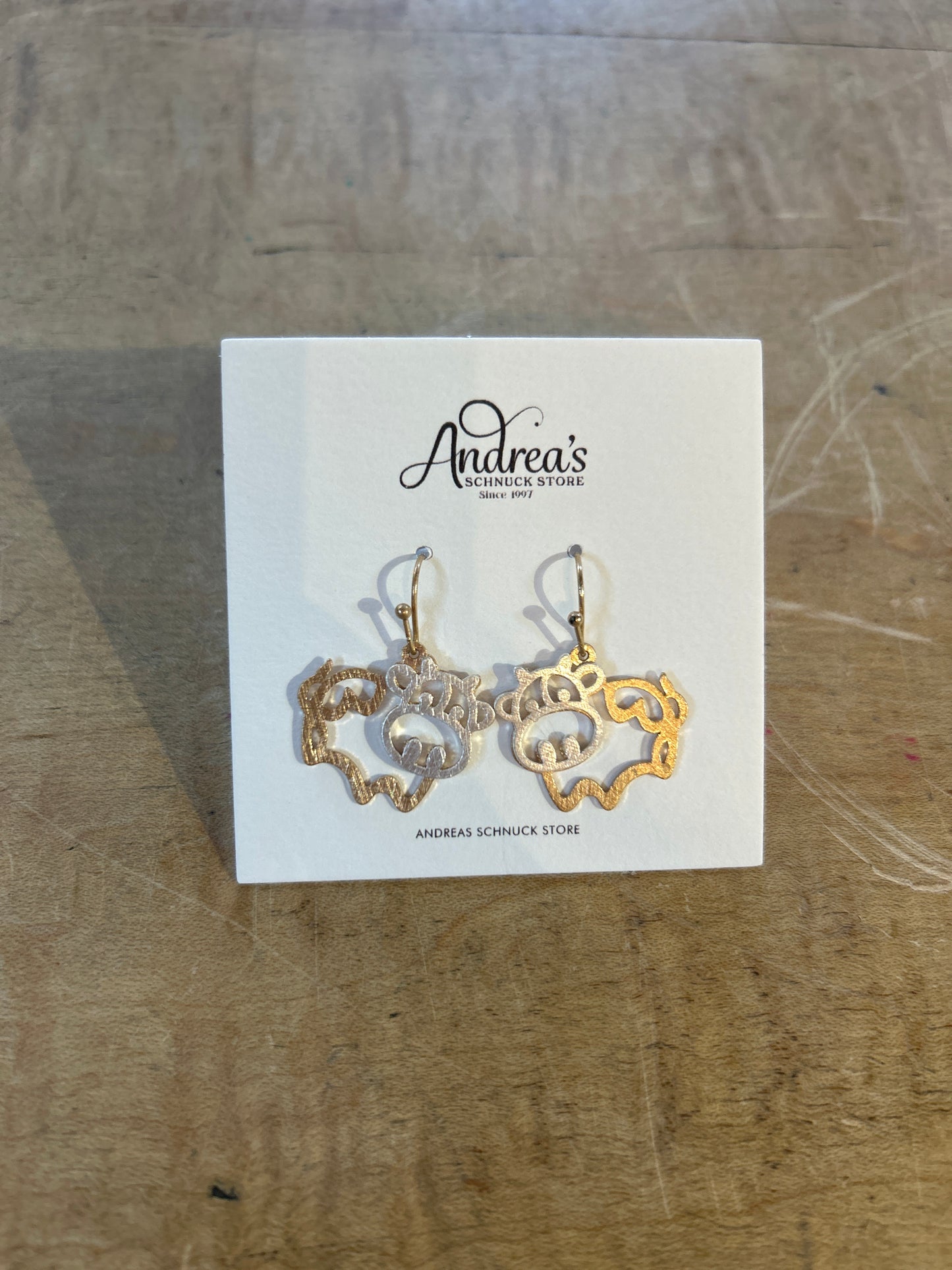 Gold Silver Engraved Cow Earrings