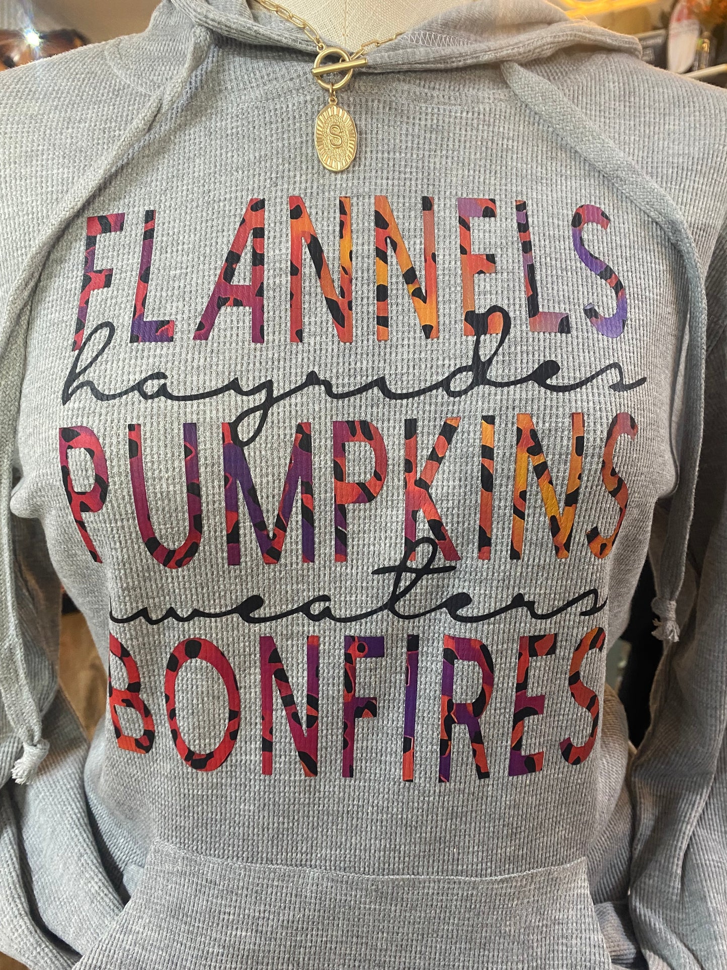 Flannels, Pumpkins, Bonfires Thermal Knit Hoodie