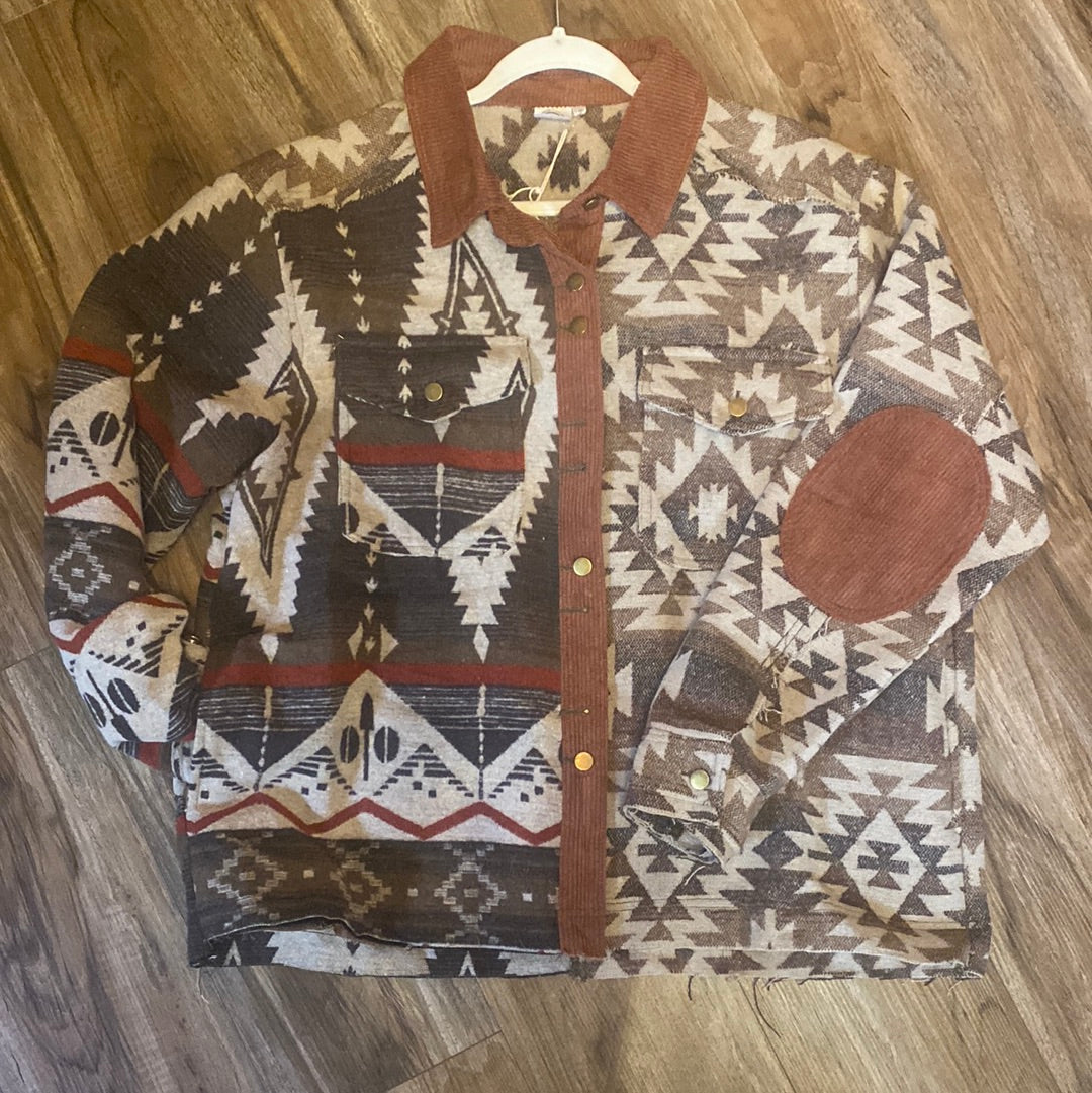 Katrina Rust Brown Western Shacket