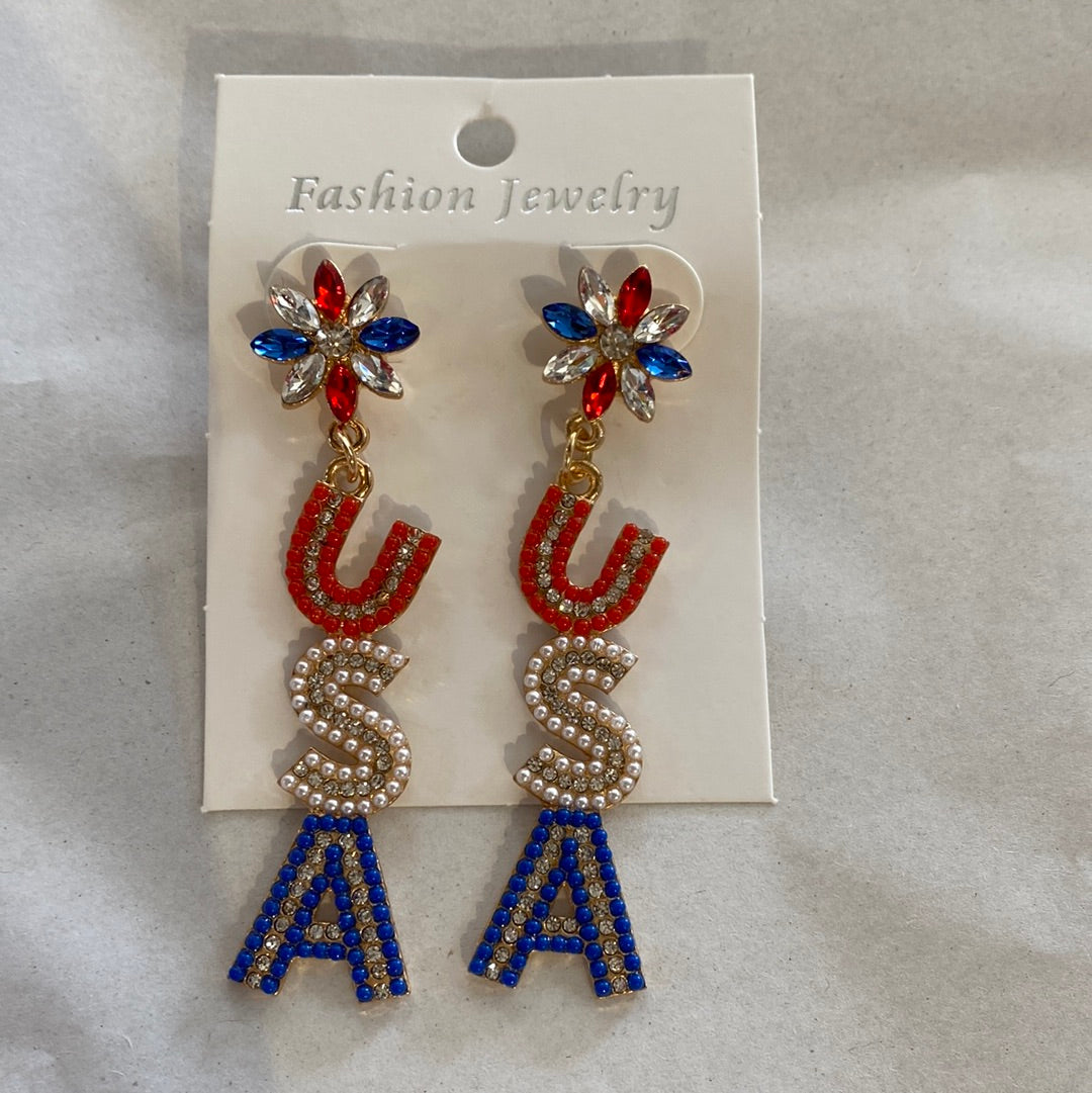 USA Beaded Earrings