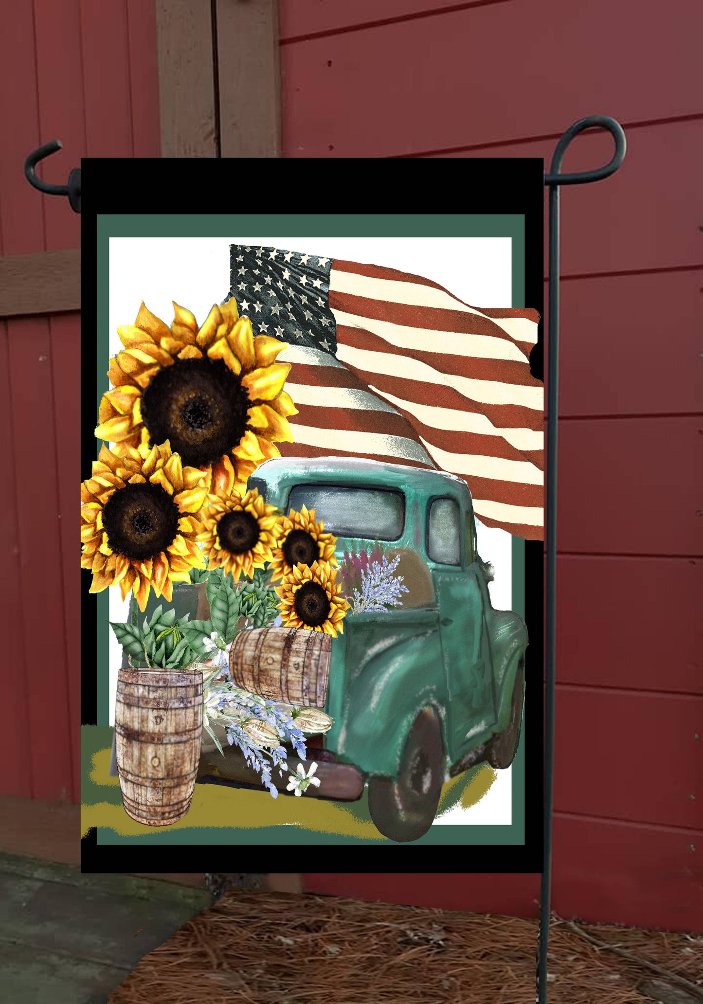 American Blue Truck Garden Flag G2057