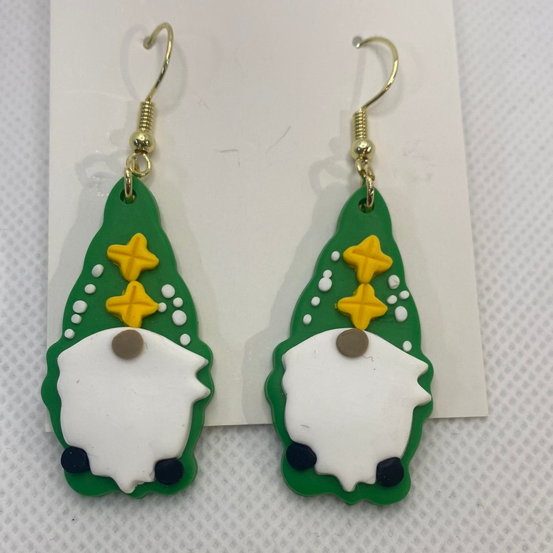 Green Clay Gnome Earrings