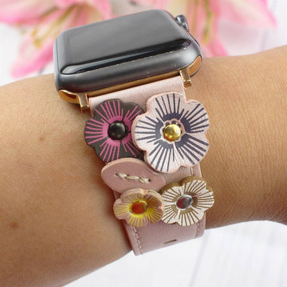 Genuine Leather Floral Or Butterfly Rivets Band