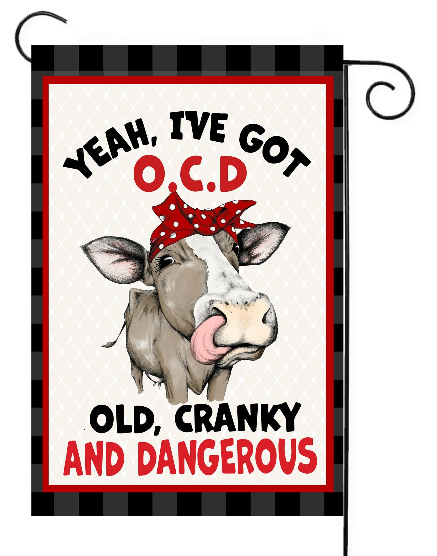 Ocd Cow Garden Flag G2134