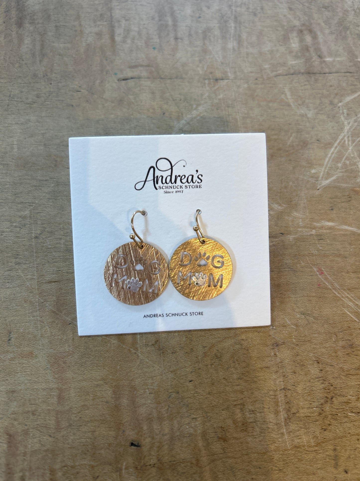 Gold Dog Mom Circle Earrings