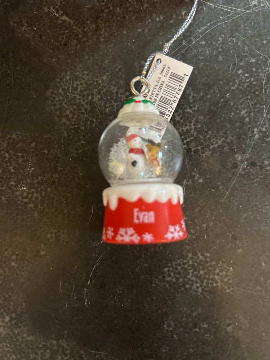 Evan Mini Snow Globe Ornament