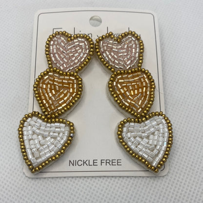 Valentine Triple Heart Beaded Earrings