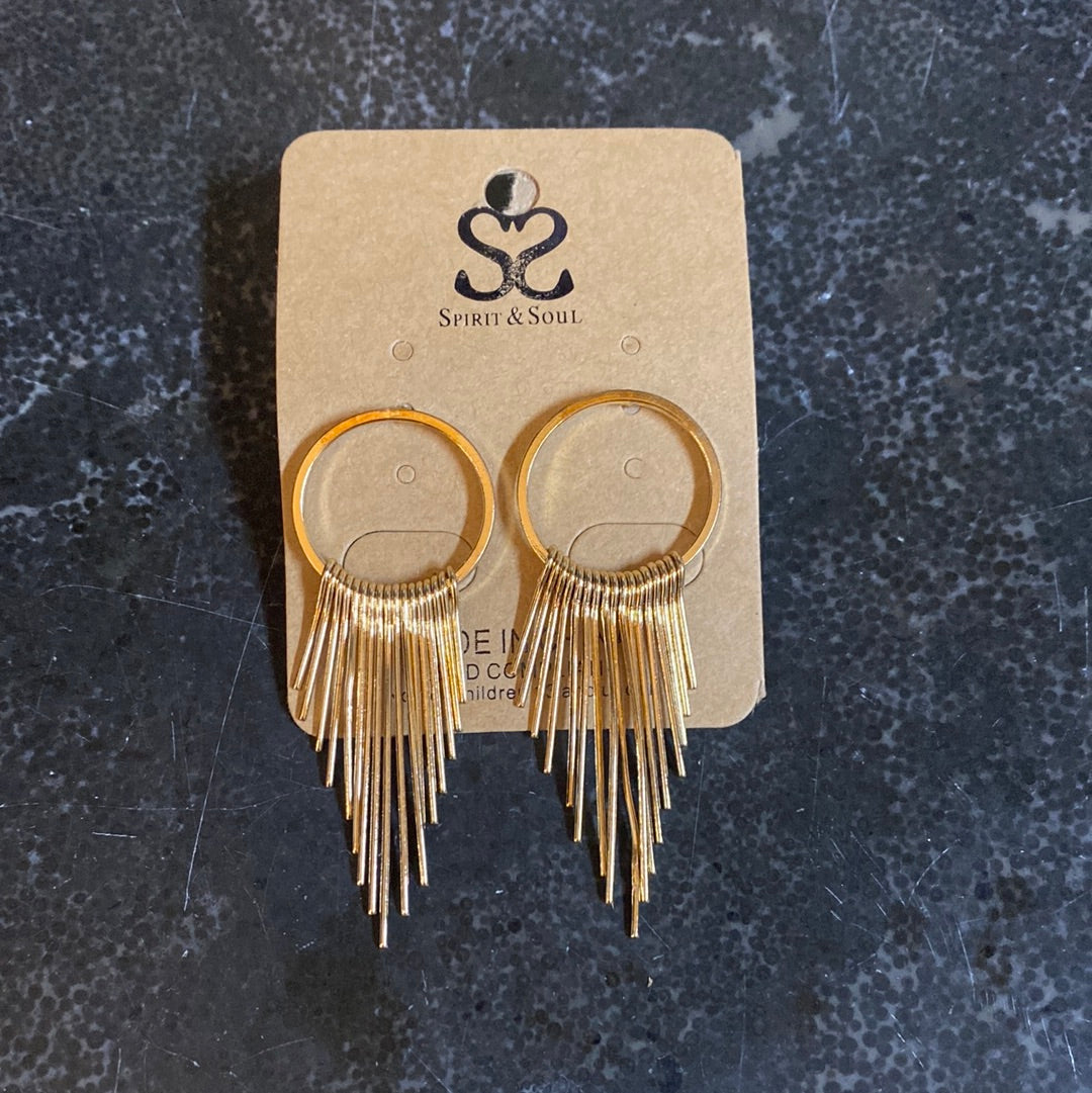 Gold Graduating Fan Earrings