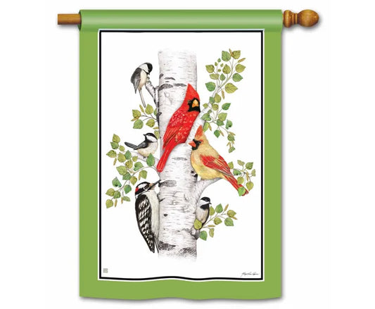 Birch Birds Garden Flag