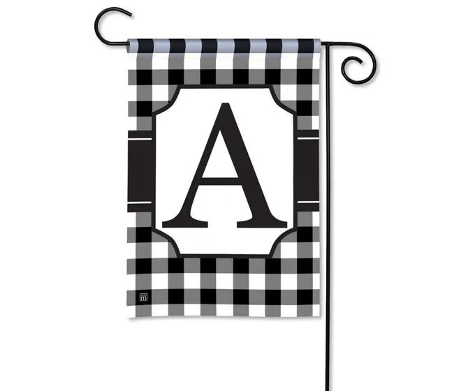 Black & White Check Monogram Garden Flag