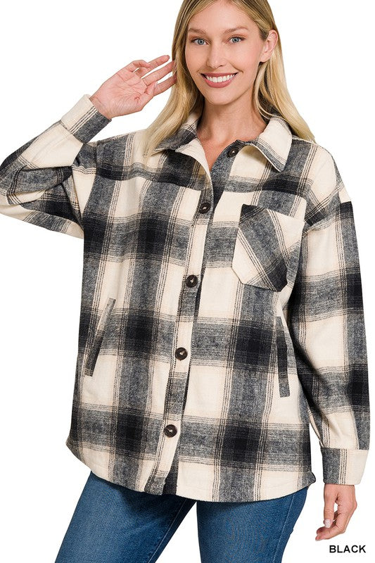 KATY OVERSIZED YARN DYED PLAID LONGLINE SHACKET