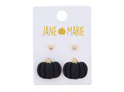 Stud Gold Ball With Gold Accent Pumpkin Earrings