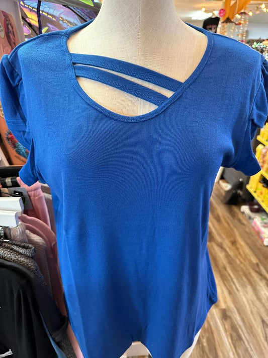 Blue Double Strap T-Shirt