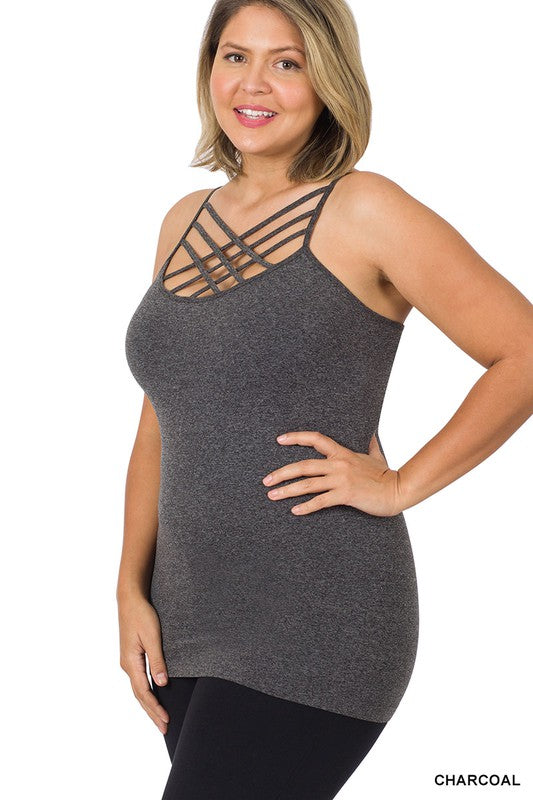 Plus Size SEAMLESS TRIPLE CRISS-CROSS FRONT CAMI PLUS SIZES