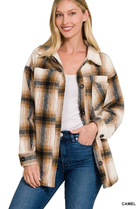 KATY OVERSIZED YARN DYED PLAID LONGLINE SHACKET