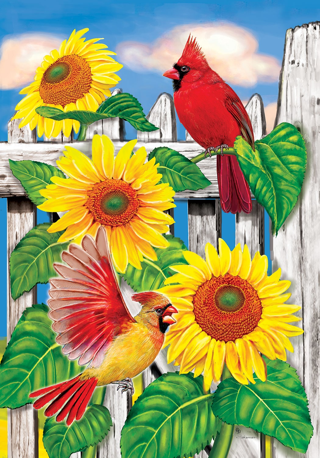 Cardinal Sunflowers Flag