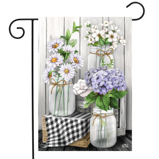 Checkered Mason Jars Garden Flag