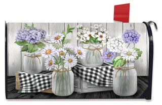 Checkered Mason Jars Mailbox Cover