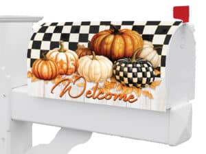 Checkered Pumpkin Mailbox Cover