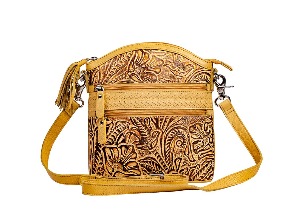 Clarendon Embossed Leather Bag in Yellow