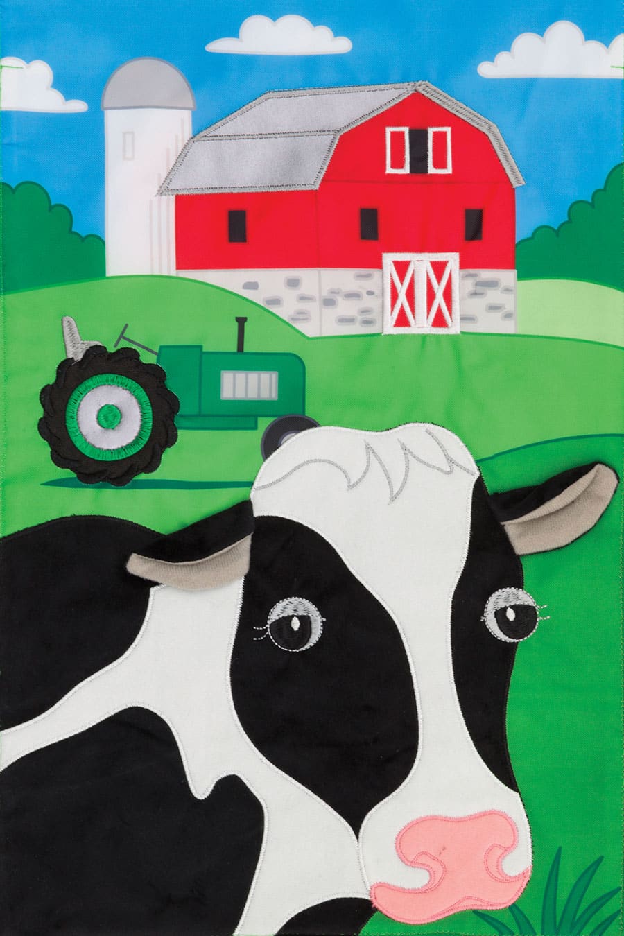 Applique Cow Garden Flag