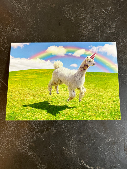 Rainbows and Sunshine Llama Card