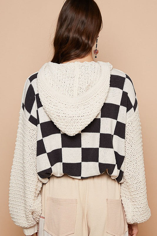 Granny square checker pattern sweater cardigan