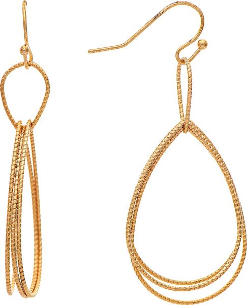 Gold Double Drop Textured Wire Earring