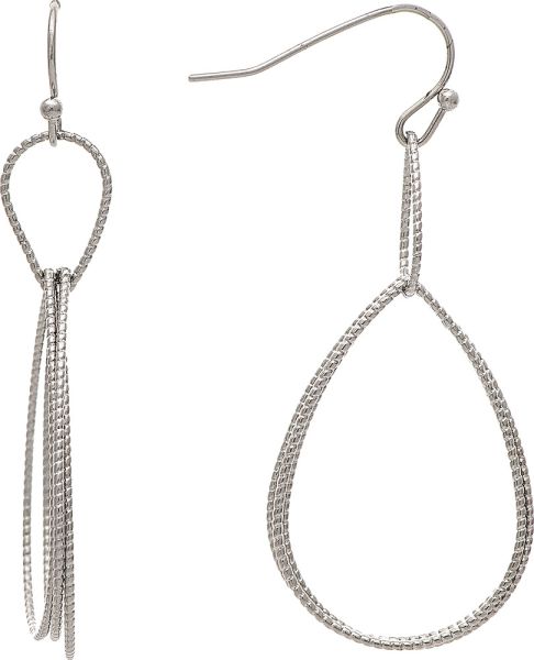 Silver Double Drop Textured Wire Earring