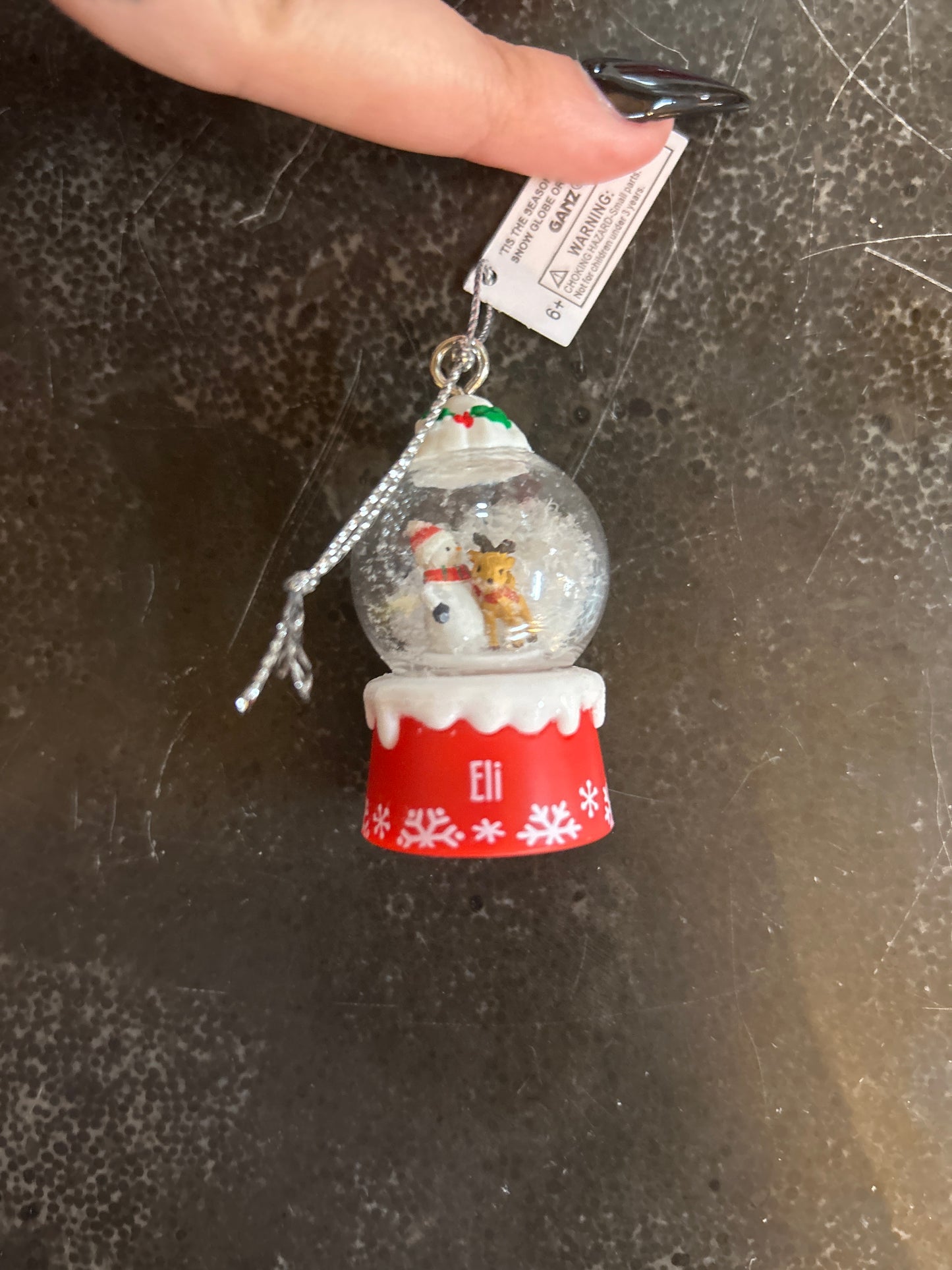 Eli Mini Snow Globe Ornament