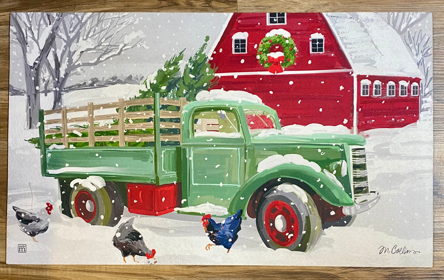 Christmas Truck and Barn Door Mat