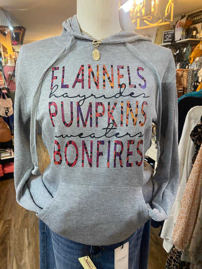 Flannels, Pumpkins, Bonfires Thermal Knit Hoodie