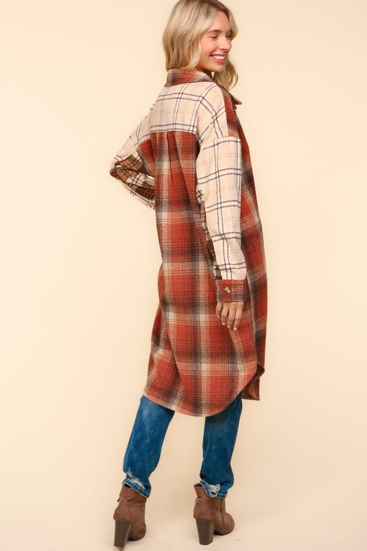 FLANNEL PLAID OVERSIZED SHACKET WITH POCKETS