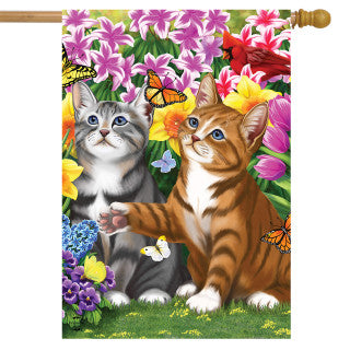 Garden Kittens House Flag