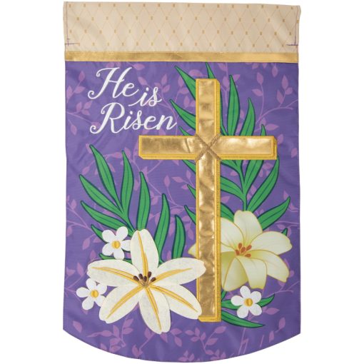 Gold Easter Cross Double Applique Garden Flag