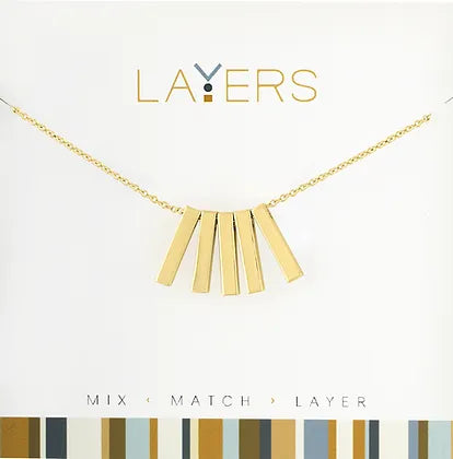 Gold Five Bar Layers Necklace