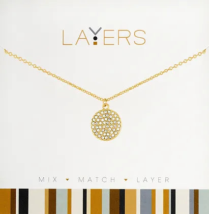 Gold Round CZ Layers Necklace