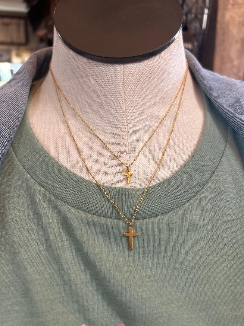 Gold Stacked Cross Necklace